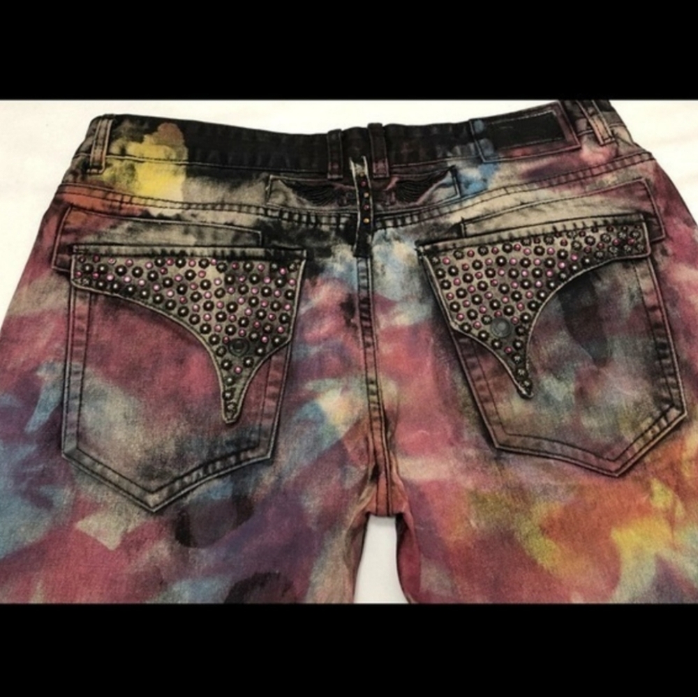 ⭐️Robin's Jean Embellished Studded Crystal Multicolor Motard Jeans Unisex